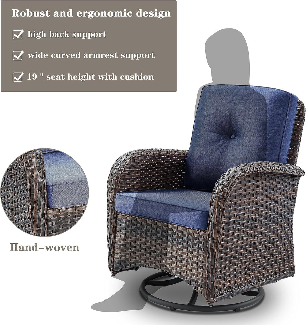 Belord Patio Furniture Swivel Glider PE Wicker Chairs, Outdoor Swivel Rocker ...