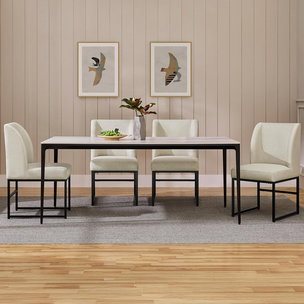Yaheetech Dining Chairs Set of 4 Modern Upholstered Armless Chairs Beige