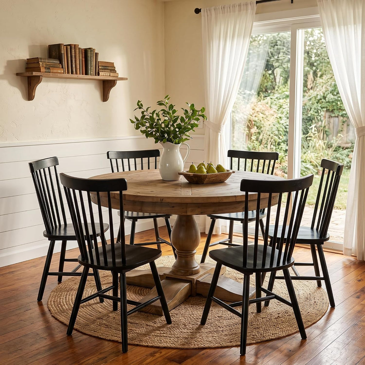 Windsor Dining Chairs Set of 6, Spindle Back Wooden Chairs