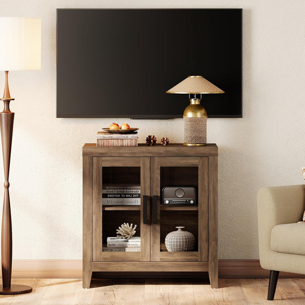 WAMPAT TV Stand for TVs up to 50”, Rustic Wood Entertainment Center with Adju...