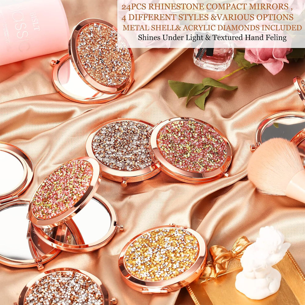 Cindeer 24 Pcs Small Compact Mirror Folding Pocket Makeup Round Hand Held Cos...