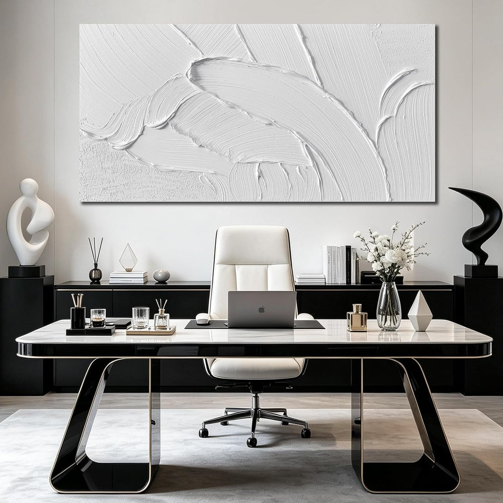 White Abstract Canvas Wall Art Extra Large Hand Painted Oil Painting