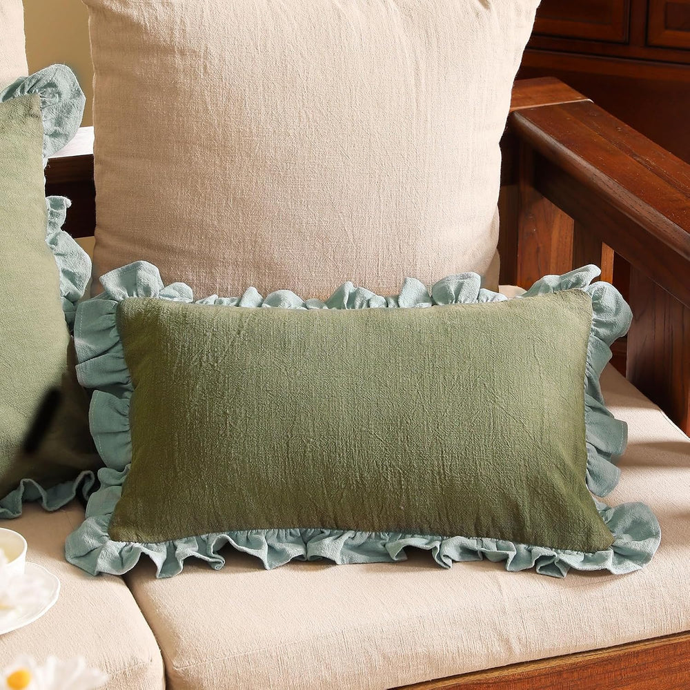 patdrea Designer Vintage Green Throw Pillow Covers,Set of 2,12"x20"