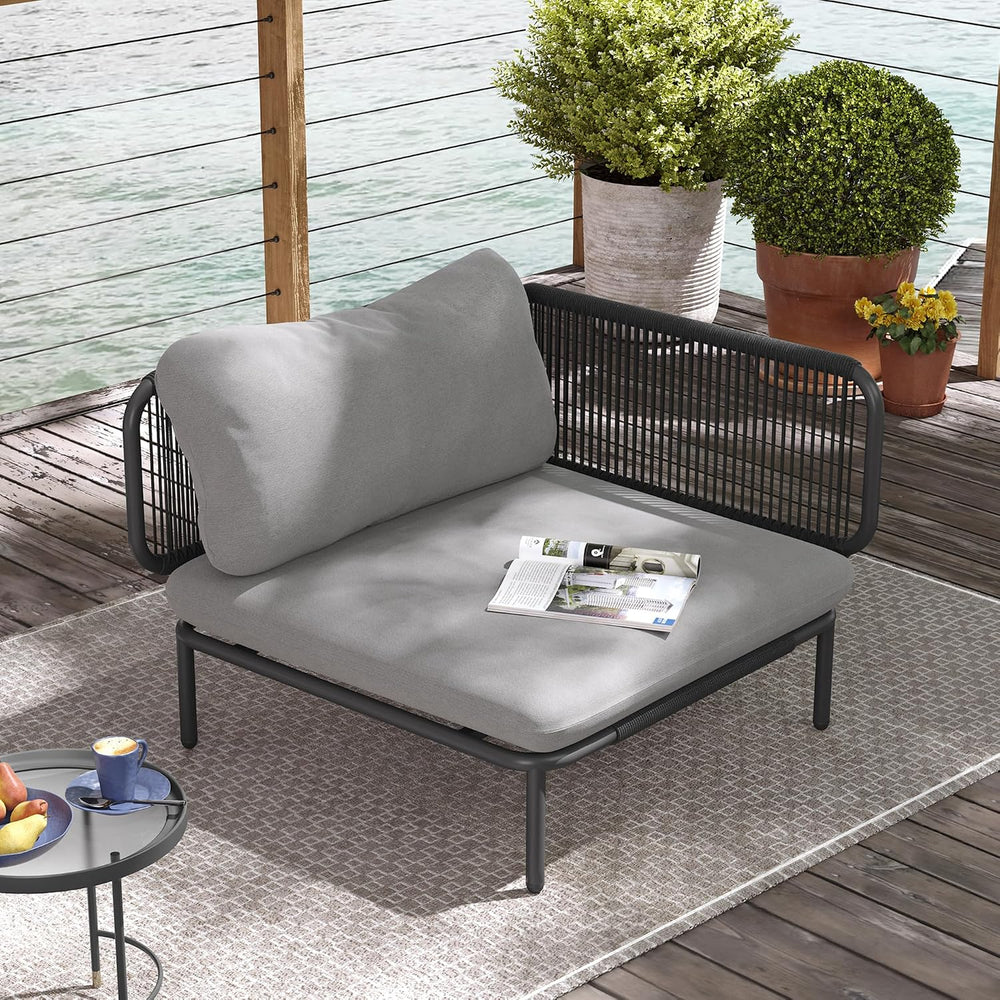 Patio Furniture Set, Outdoor Patio Furniture Oversized Metal Single Sofa, 1-s...