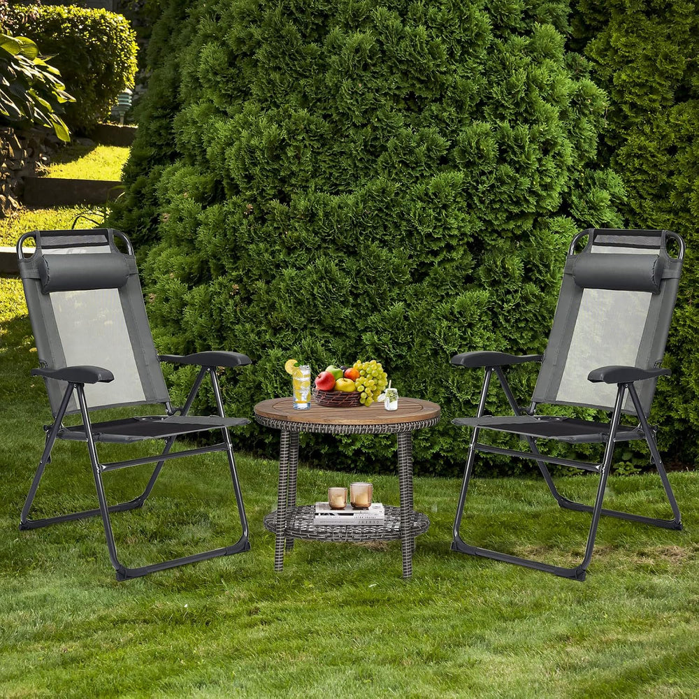Tangkula Folding Patio Dining Chairs Set of 4, Portable Patio Chairs with 7 L...
