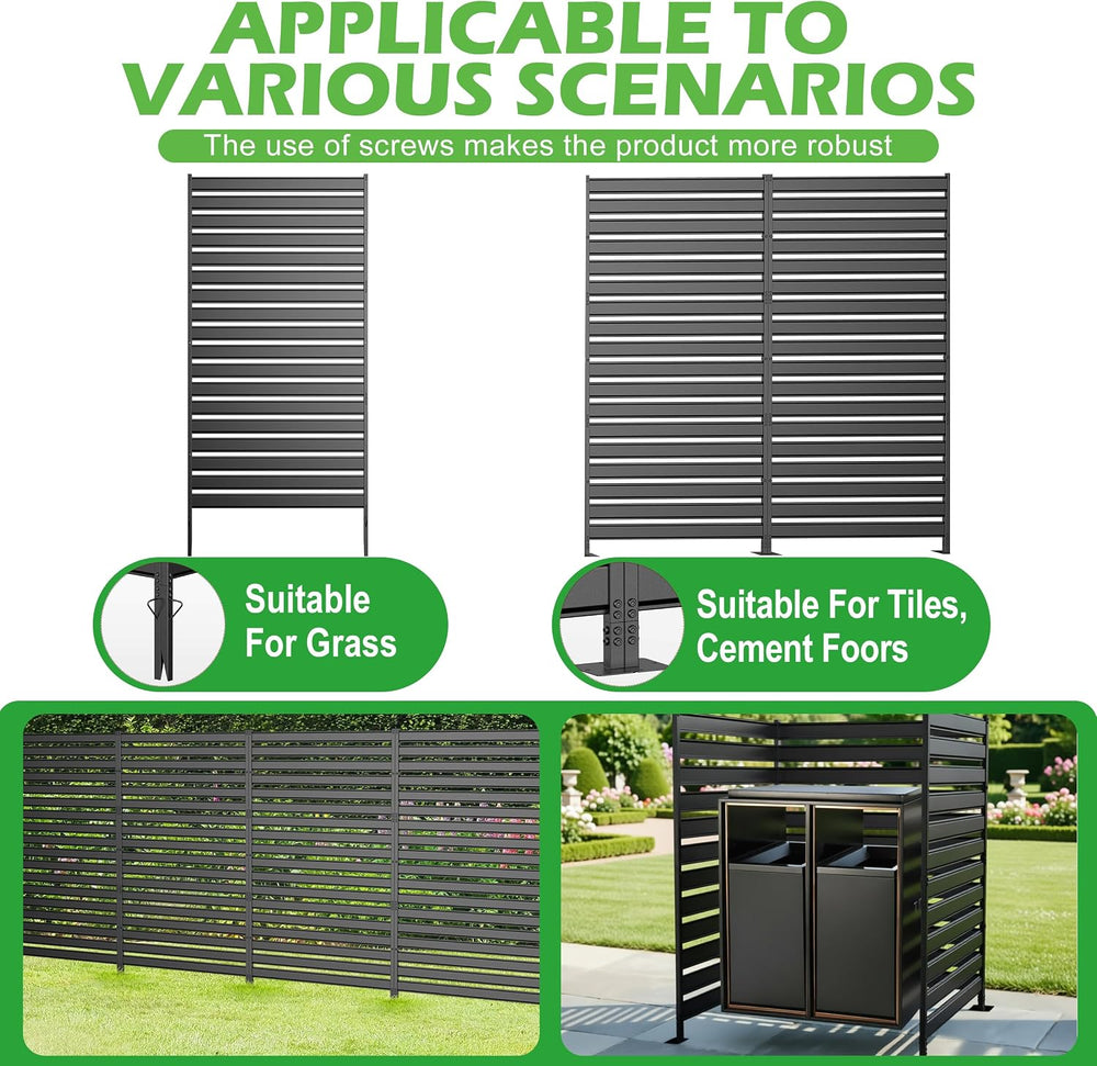 Metal Privacy Screen Outdoor, 1-Panel No-Dig Privacy Fence 38 in W x 48 in H ...