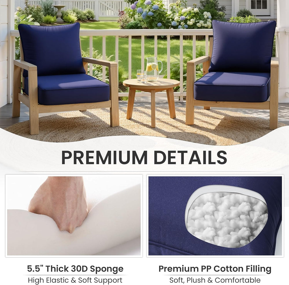 Crestlive Water Resistant Outdoor Deep Seat Cushion Set of 2, 24x24x5.5