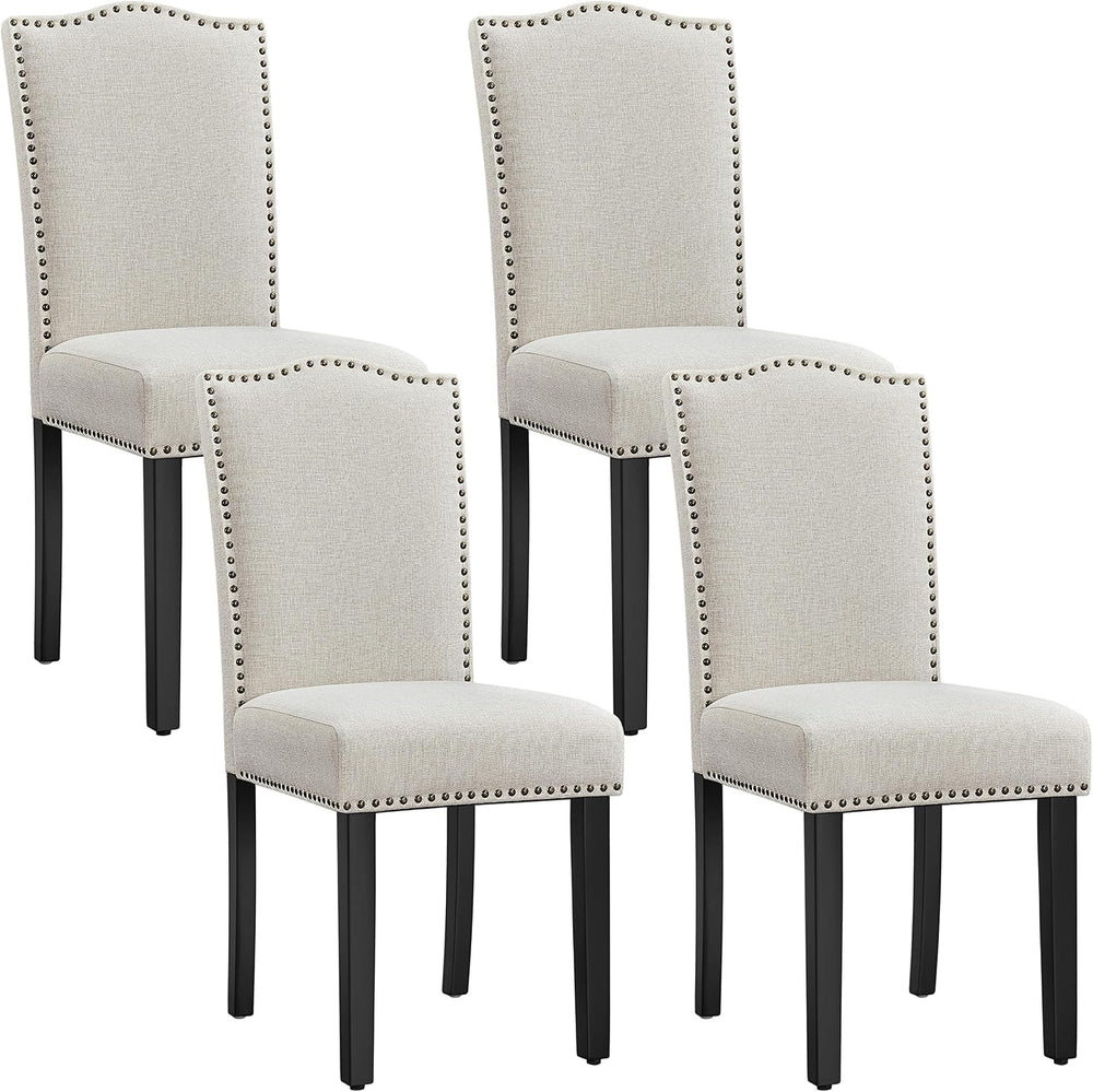 Yaheetech Dining Chairs Set of 4 Upholstered High Back Kitchen Chairs Beige