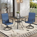 VICLLAX 3-Piece Patio Dining Set, Square Outdoor Table & Swivel Chairs
