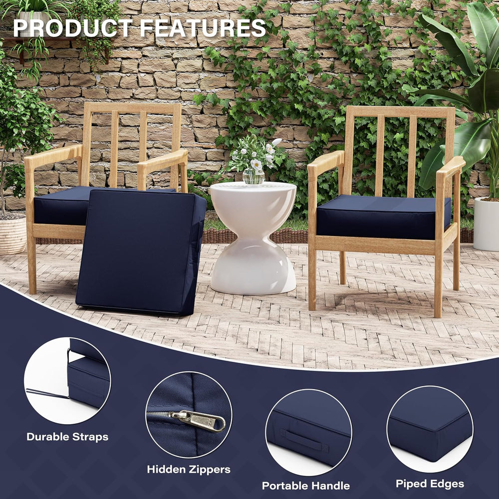 Patio Chair Cushions 19 x 19 x 4 Inch Waterproof Outdoor Seat Cushions for Pa...