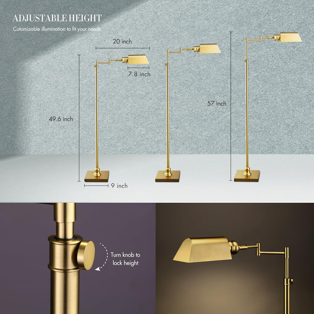 O’Bright Arcadia - Pharmacy Floor Lamp, Full Range Dimming, Swing Arm Task La...