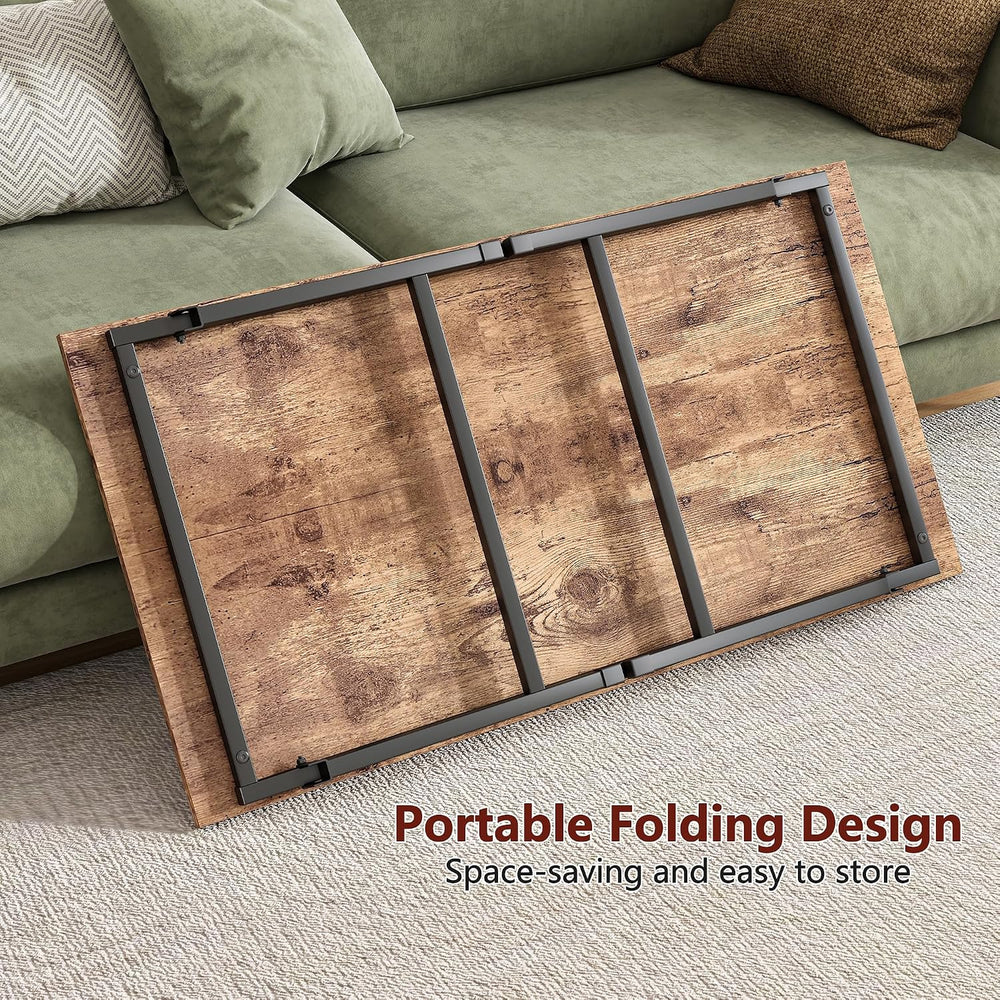 Black Coffee Table Foldable,Simple Modern Rectangular Center Table, Industria...