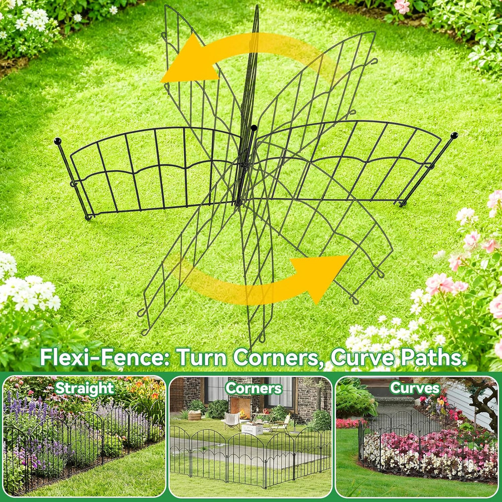 GOTGELIF 25 Panels Decorative Arched Garden Fence, 17''x27 FT No-Dig ...