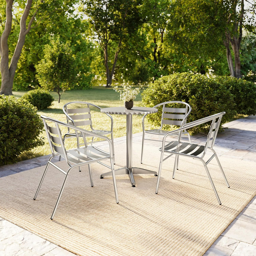 Flash Furniture Lila 4 Pack Commercial Aluminum Indoor-Outdoor Restaurant Sta...