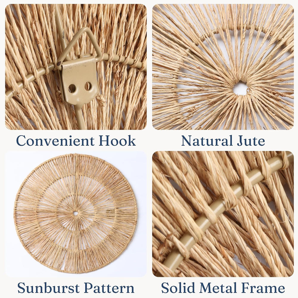 CHI AN HOME Wicker 23 Inch Jute Wall Decor Baskets, Set of 6 Extra Large Wove...