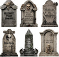 17" Halloween Tombstones Outdoor Decorations, 6 Pack Graveyard Yard Signs