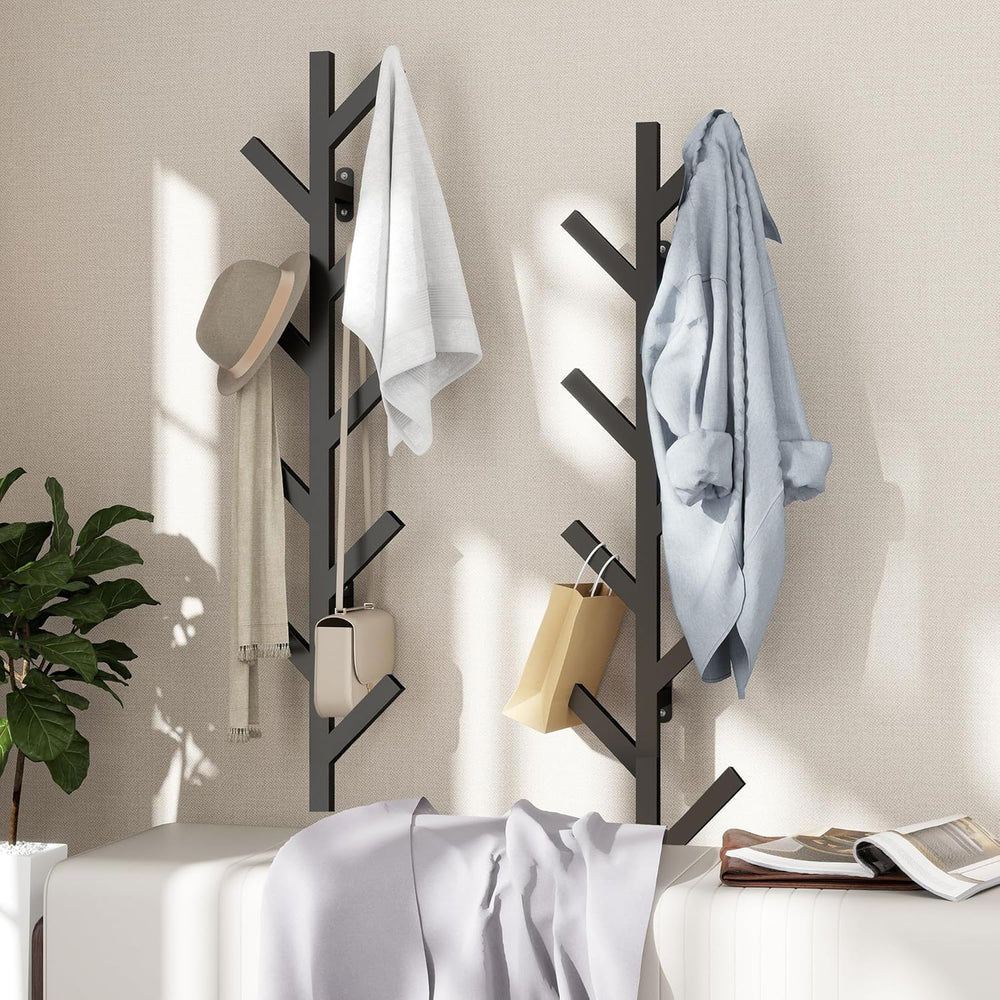 Prywot 2PK Vertical Hat Rack, Metal Coat Rack Wall Mounted, Black, 37.8"