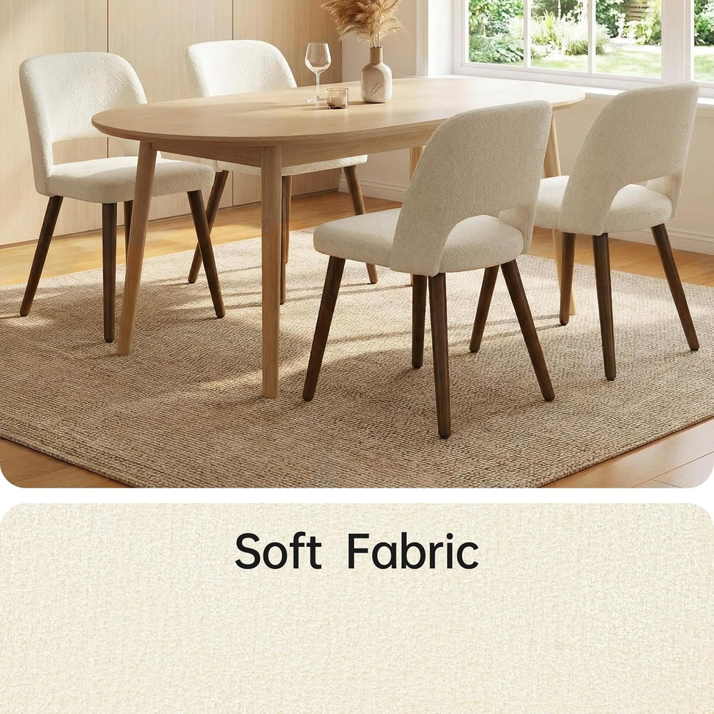 Usaint Wooden Dining Chairs Set of 6, Fabric Dining Room Chairs, Beige