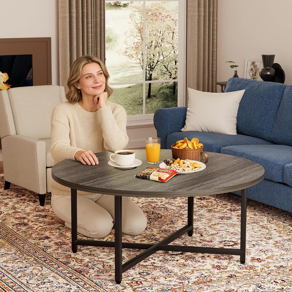 FAMIDGE Coffee Table, 31.5" Large Round Coffee Table for Living Room, Ce...