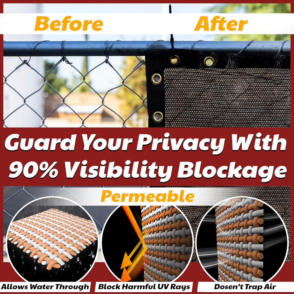 Amgo 4' x 24' Fence Privacy Screen, Heavy Duty Mesh Outdoor & Bac...