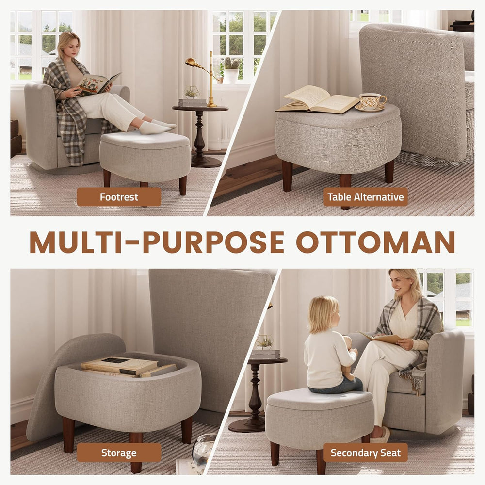 360° Swivel Accent Chair and Storage Ottoman Set