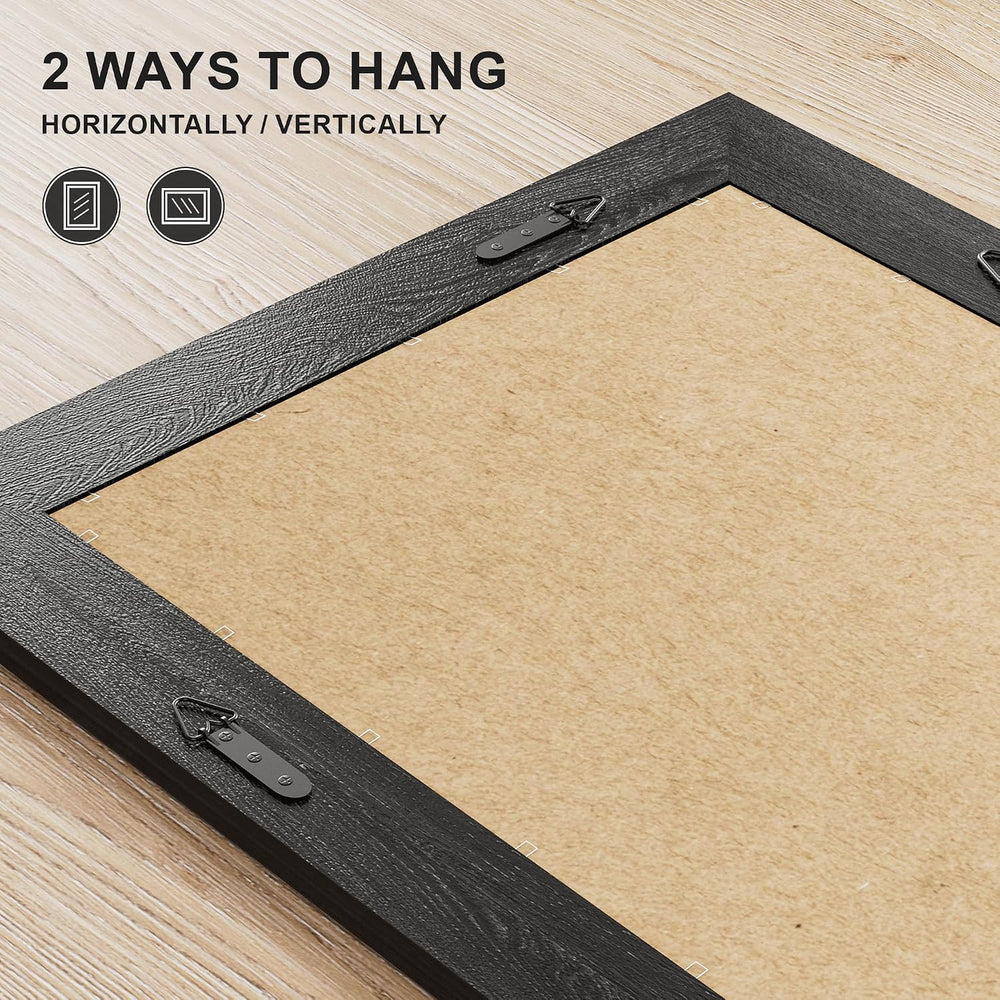 Farmhouse Rustic Wood Framed Bathroom Vanity Mirror for Wall, 20x30, Black