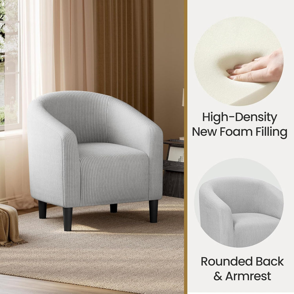 Yaheetech Small 25.5in Wide Corduroy Accent Chair for Bedroom, Light Gray