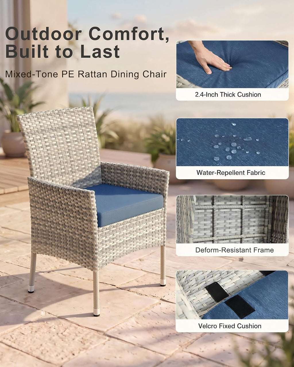 10-Piece Patio Dining Set, 2 Tempered Glass Tables & 8 Wicker Chairs
