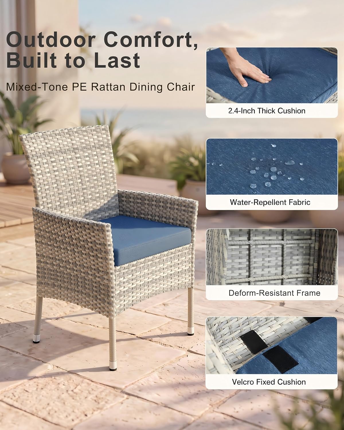 10-Piece Patio Dining Set, 2 Tempered Glass Tables & 8 Wicker Chairs