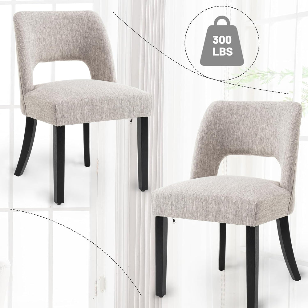 VKNOW Dining Chairs Set of 4, Fabric Dining Chairs, Grey-Black Legs