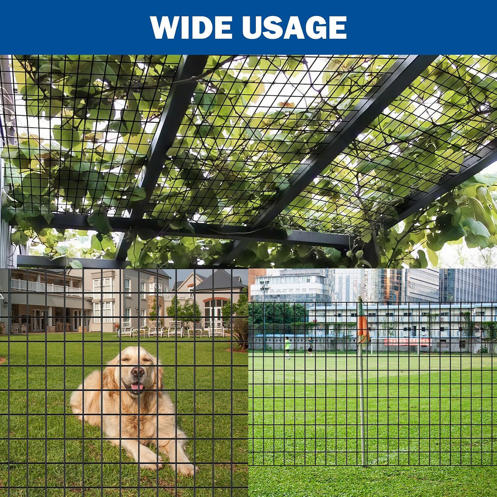 Black Welded Wire Fence, 24 in x 50 ft, 2 x 3 Inch Mesh, 16 Gauge PVC Coated ...