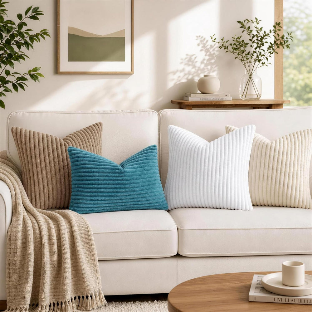 Simmore Fall Soft White Flannel Throw Pillow Covers 26X26 Set of 2