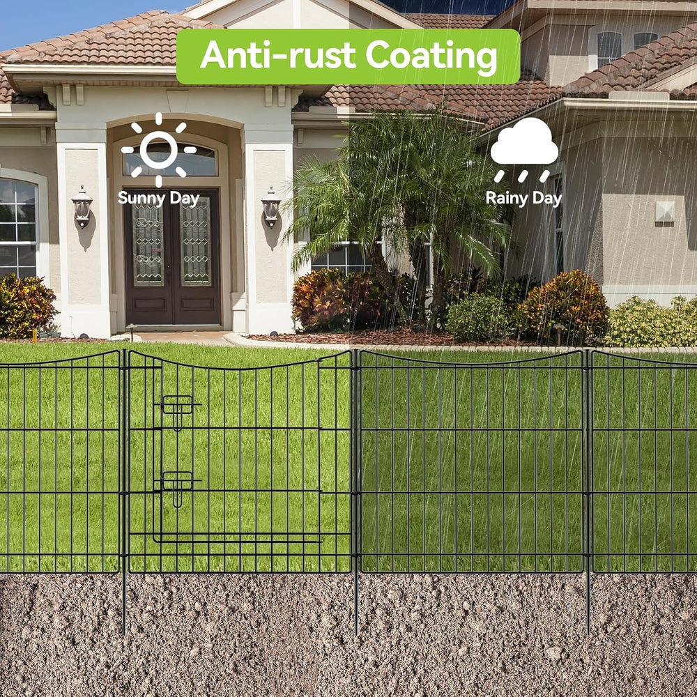INJOPEXI Garden Fence 12 Panels 23.6ft(L)×24in(H) Decorative Garden Fences wi...