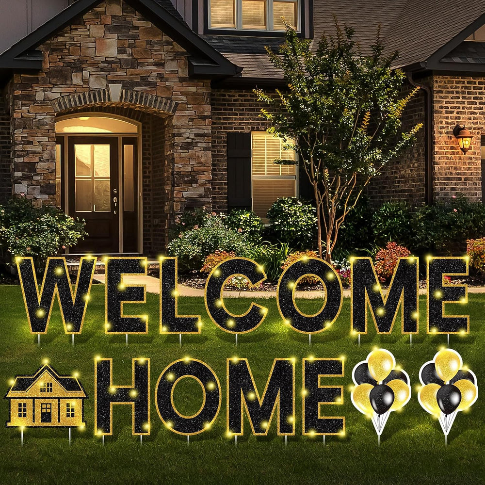 Yerliker 14 Pcs Welcome Home Yard Sign with Stakes LED Light 12.6" Welco...