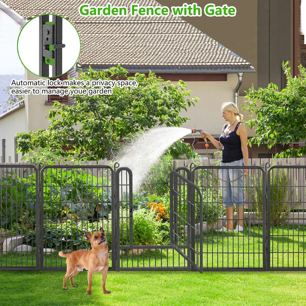 Garden Fence with Gate Temporary Dog Fencing for Yard, 63ft (L)×40in (H) 28 P...