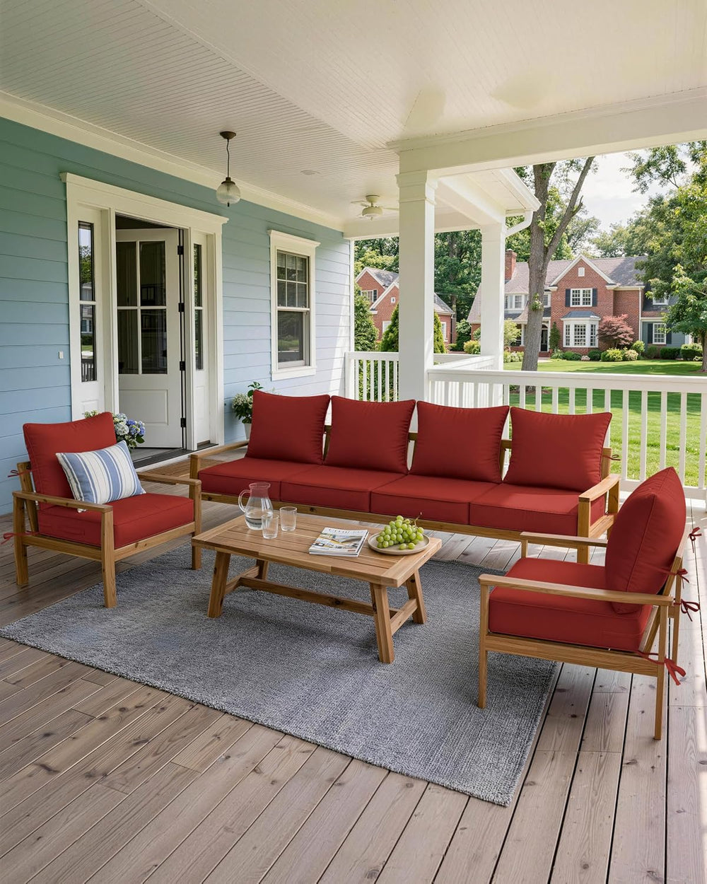 Outdoor Chair Cushion Set of 6, 19x19x4 Waterproof Fade Resistant
