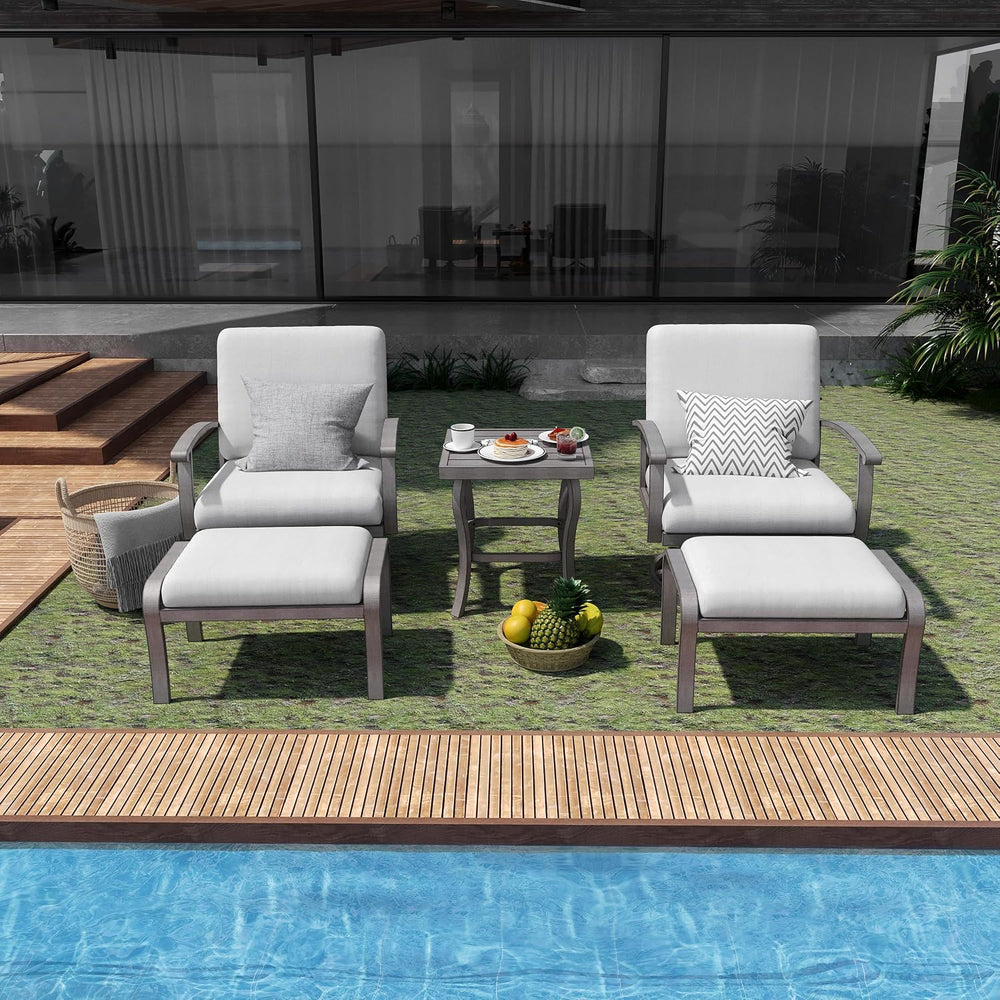 HAPPATIO 5 Piece Aluminum Outdoor Patio Furniture Set, Swivel Rocker Patio Ch...