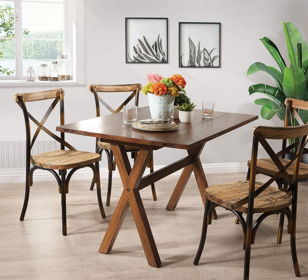 OSP Home Furnishings McKayla Flip-Top Expanding Desk to Dining Table, Distres...