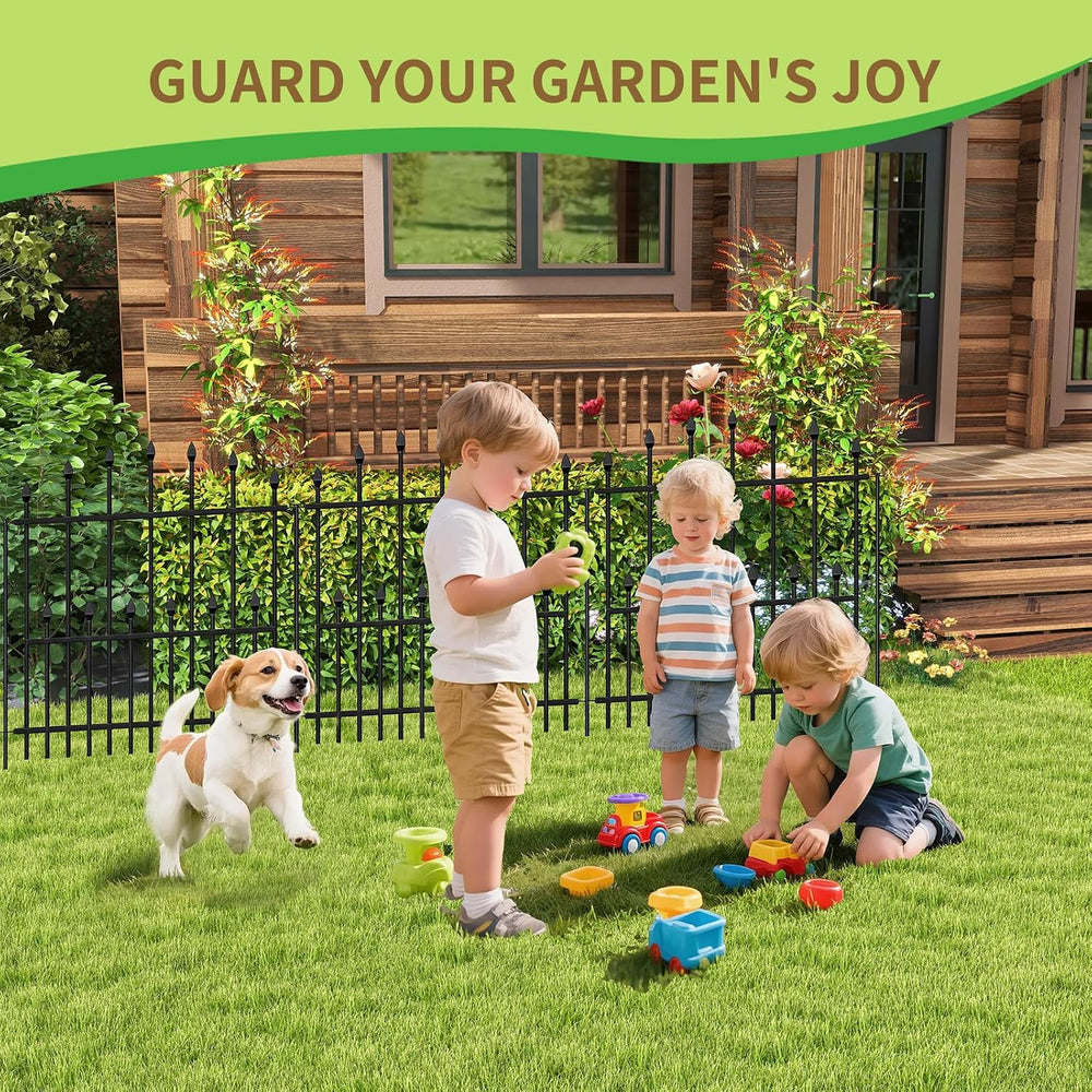 Decorative Garden Fence - 32in(H) x 14.5Ft(L) No Dig Heavy Duty Metal Rabbit ...