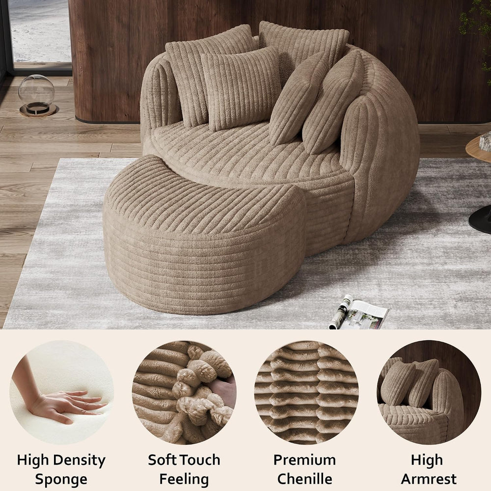 50.5" W x 67" D Oversized Chaise Lounge Chair with Ottoman,Light Camel