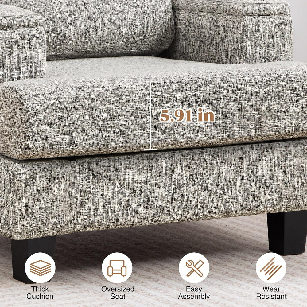 Accent Chair with Armrest Storage, Modern Upholstered Reading Living Room Cha...
