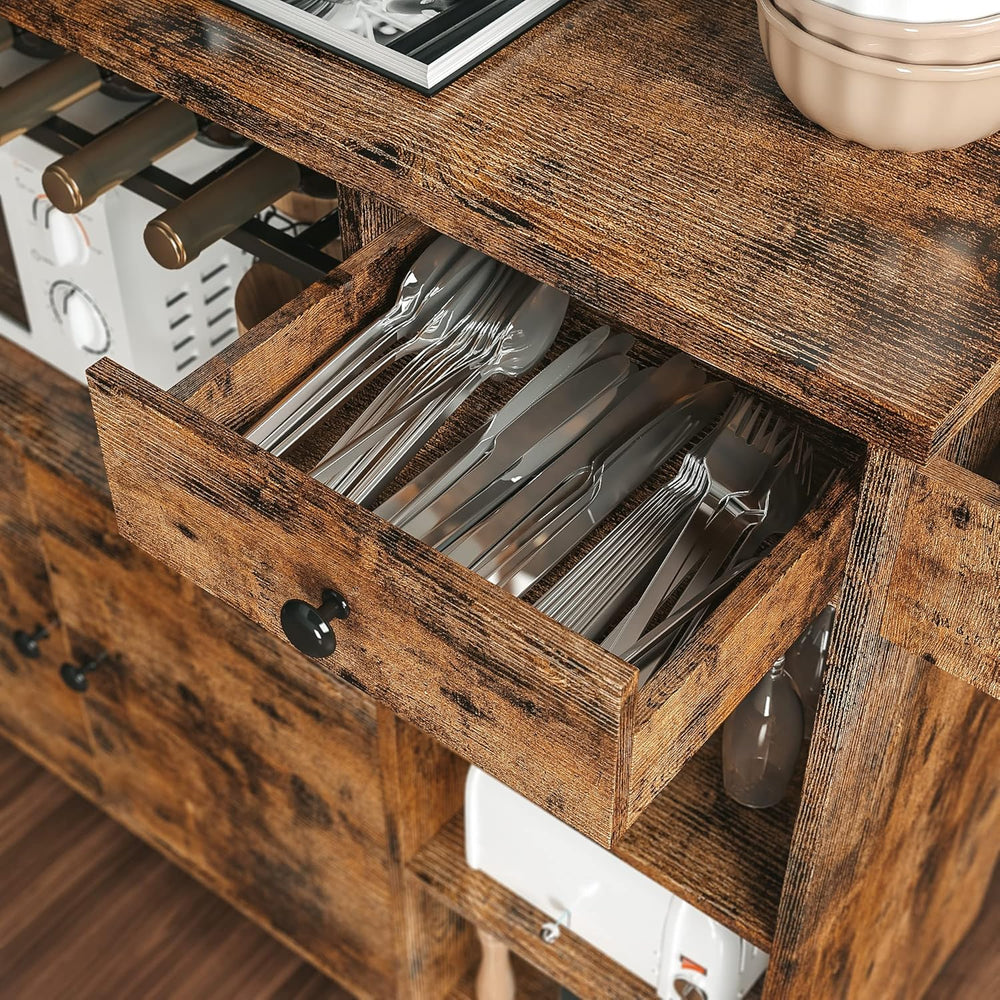 IRONCK Rolling Kitchen Island Cart with Drop-Leaf and Wine Rack, Brown