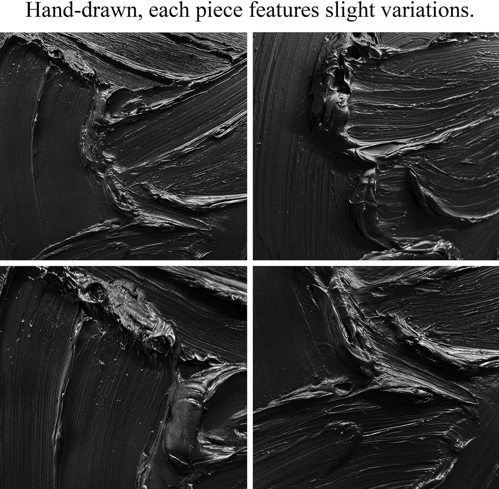 MXUNYZ Black Abstract Canvas Art, Hand Painted 3D Thick Texture Painting