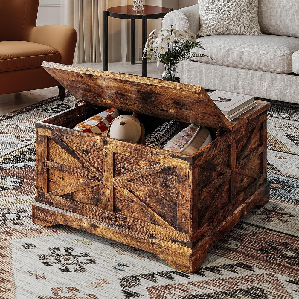 MXV Farmhouse Coffee Table with Storage, Square Coffee Tables for Living Room...