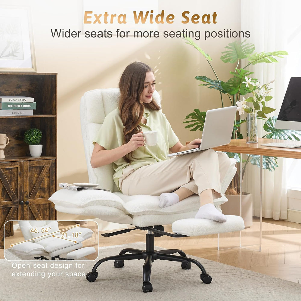 Wider Seat Office Chair with Flip Armrests for Criss Cross Legged&Cats, B...