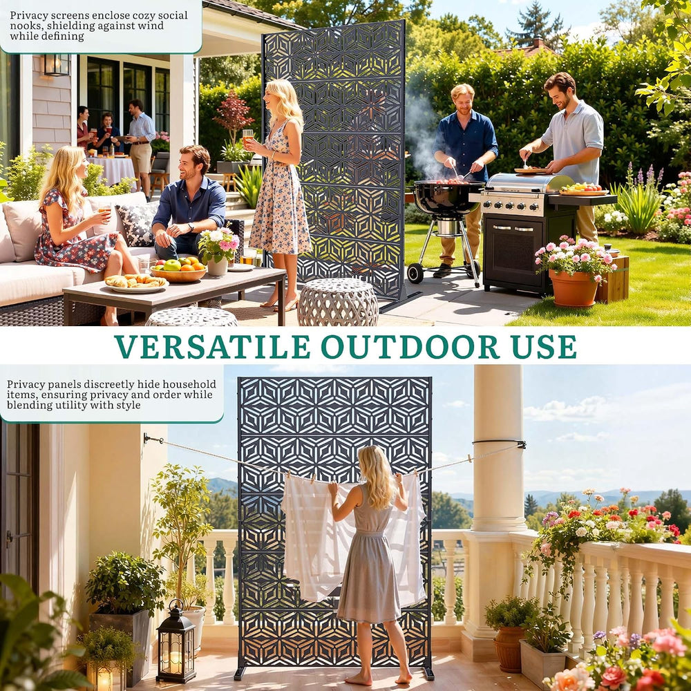 Privacy Screen Outdoor, 72"x44" Room Divider 5-Panel, Freestanding