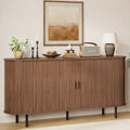 ComfyCorner 63" Fluted Buffet Sideboard Cabinet with Sliding Door, Walnut