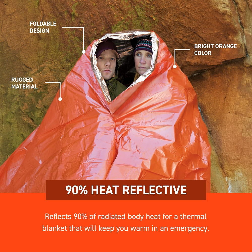 SOL 90% Heat Reflective Emergency Blanket, 58" x 98", Orange (3 Pack)