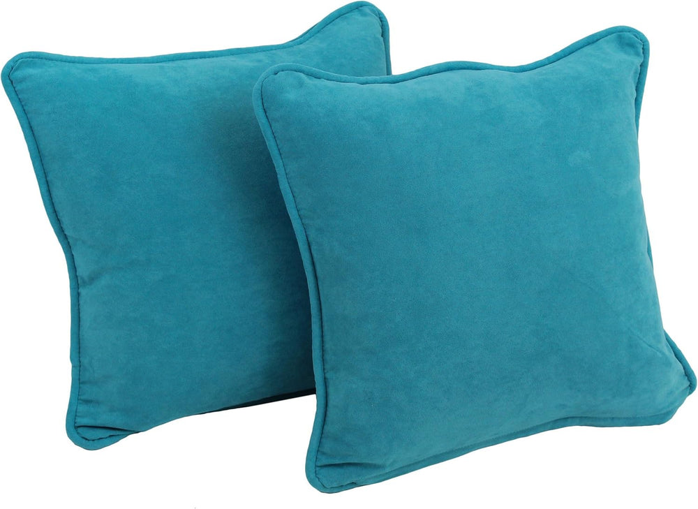 Blazing Needles Solid Microsuede Double-Corded Square Throw Pillows with Inse...