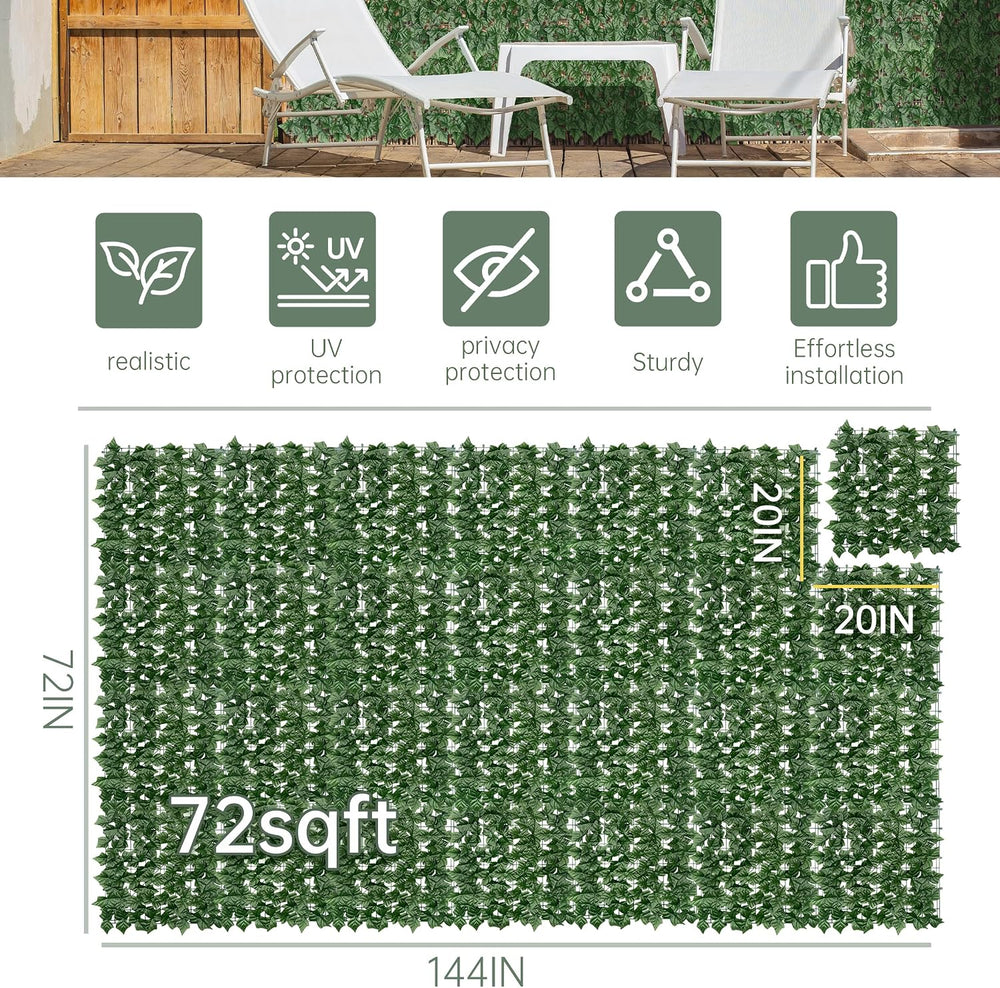 72x144 in (72 Sqft) Artificial Ivy Vine Privacy Fence Screen